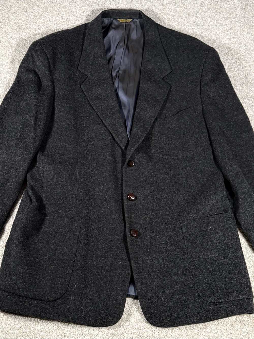 Vintage Nino Cerruti Rue Royale Blazer Dark Gray Wool Sport Coat 44R